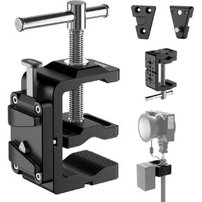 Sirui Wider Opening V Mount Battery Clamp, Universal V-Mount Battery Plate with C-clamp & 2 Wedge Plates Kit, Quick Release V Mount Clamp for Light Stand, Tripod, and Desk, AM-VM05