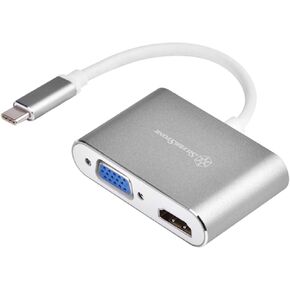 SilverStone Technology USB Type-C to VGA and HDMI Adapter, HDMI Supports 4Kx2K@30Hz, VGA Support 1920x1200@120Hz, Dual Screen Display simultaneously, Charcoal Color, SST-EP16C