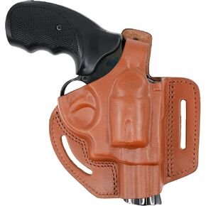 Magnum Holster, 2 Slot Pancake OWB Leather Gun Holster Thumb Break Open-end Handmade!