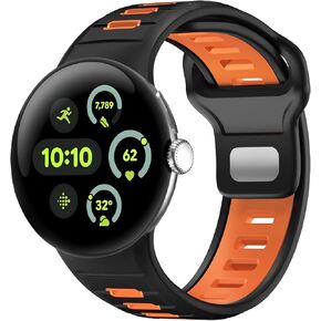 Silicone Band Compatible with Google Pixel Watch 3 45mm Band,Breathable Waterproof Sport Replacement Bands for Pixel 3 Watch Band 45mm Men Women