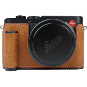 uchandmade】 كاميرا جلدية أصلية مصنوعة يدويًا نصف علبة لليكا D-Lux 8 Case/Leica D-Lux 8 Case Case/Leica D-Lux8-طبقة أعلى من طبقات البقر جسم + لوحة قاعدة معدنية + تصميم يدوي (Y-Brown) in Kuwait