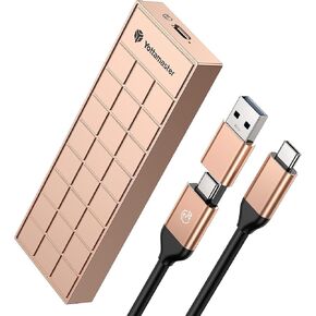 Yottamaster 20Gbps M.2 NVMe Enclosure with Heatsink, USB3.2 Gen2x2 Type C Aluminum External NVMe SSD Enclosure for B-Key and B&M Key 2230/2242/2260/2280 NVMe SSD-Rose Gold