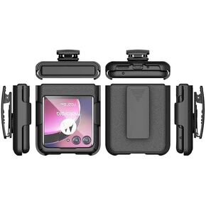 Case with Clip for Motorola RAZR+ 2023, Jackpot Wireless [Grid Texture] Slim Hard Shell Cover, and [Rotating/Ratchet] Belt Hip Holster Combo for Moto RAZR Plus '23 (RAZR 40 Ultra)