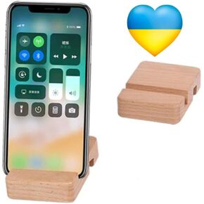 Wood Phone Stand, Wooden Phone Stand, Mobile Phone Holder, Desktop Phone Holder Double Groove Design (Set of 1)