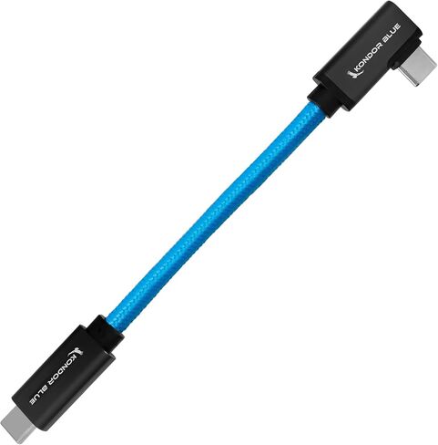 KONDOR BLUE | 6" USB-C 3.2 Right Angle to Straight Angle Cable | Compatible with iPhone 15, iPhone 15 Pro/Max, & Android Phones | 20 Gb/s Transfer Speed | Blue in Saudi Arabia