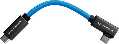 KONDOR BLUE | 6" USB-C 3.2 Right Angle to Straight Angle Cable | Compatible with iPhone 15, iPhone 15 Pro/Max, & Android Phones | 20 Gb/s Transfer Speed | Blue in Saudi Arabia