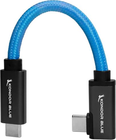 KONDOR BLUE | 6" USB-C 3.2 Right Angle to Straight Angle Cable | Compatible with iPhone 15, iPhone 15 Pro/Max, & Android Phones | 20 Gb/s Transfer Speed | Blue in Saudi Arabia