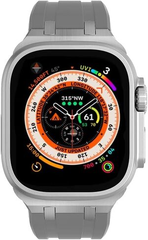 Sport Liquid Silicone Rubber Band with Stainless Steel Adapter for Apple Watch Ultra 1/2 49mm 45mm 44mm 42mm for Men, Durable Replacement Strap for iWatch Ultra 1/2, AP Rubber Watch Band for Watch Ultra 2 SE 9 8 7 6 5 in Saudi Arabia