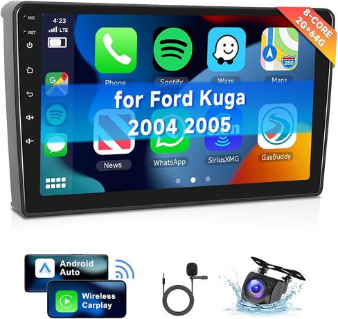 [8 Core 2G+64G] لـ Ford Escape 2004 2005 Car Stereo مع Carplay/Android Auto ، 9 بوصة Android 13 IPS ، راديو سيارة شاشة ، واي فاي ، بلوتوث ، DSP ، GPS ، SWC+HD كاميرا in Kuwait