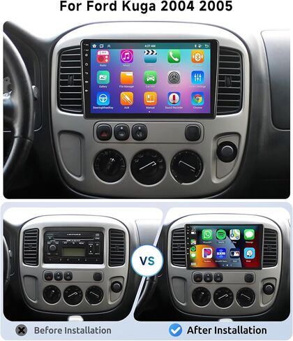 [8 Core 2G+64G] لـ Ford Escape 2004 2005 Car Stereo مع Carplay/Android Auto ، 9 بوصة Android 13 IPS ، راديو سيارة شاشة ، واي فاي ، بلوتوث ، DSP ، GPS ، SWC+HD كاميرا in Kuwait