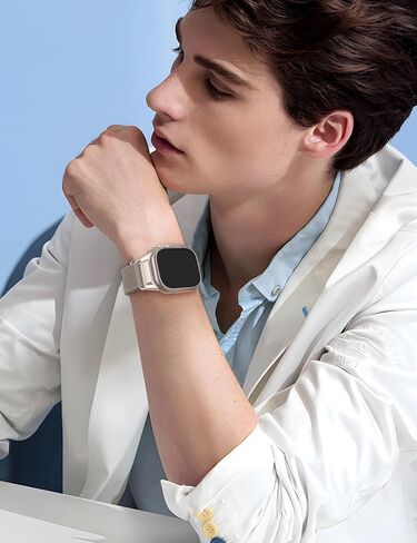 حلقة Milanese Mesh Mesh متوافقة مع Apple Watch Band Ultra 2/1 49mm Series 10 46mm ، موصل التصميم الميكانيكي للمعادن لسلسلة Iwatch 9/8/7 45mm ، SE2/SE/Series 6/5/4 44 مم ، سلسلة 3/2/1 42 ​​ملم in Kuwait