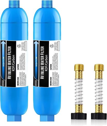 Lifefilter RV Inline Water Filter with Flexible Hose Protector, NSF Certified, Reduces Chlorine, Bad Taste, Odor for RVs and Marines, Drinking, Washing Filter, Dedicated for RVs, 2 Pack in Saudi Arabia