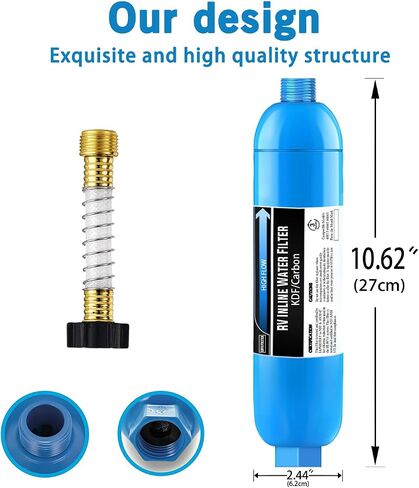 Lifefilter RV Inline Water Filter with Flexible Hose Protector, NSF Certified, Reduces Chlorine, Bad Taste, Odor for RVs and Marines, Drinking, Washing Filter, Dedicated for RVs, 2 Pack in Saudi Arabia