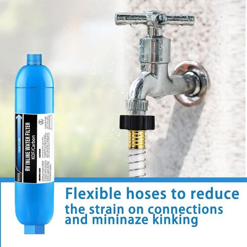 Lifefilter RV Inline Water Filter with Flexible Hose Protector, NSF Certified, Reduces Chlorine, Bad Taste, Odor for RVs and Marines, Drinking, Washing Filter, Dedicated for RVs, 2 Pack in Saudi Arabia