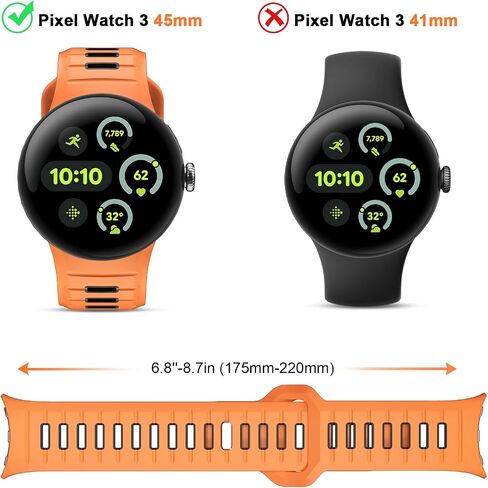 Silicone Band Compatible with Google Pixel Watch 3 45mm Band,Breathable Waterproof Sport Replacement Bands for Pixel 3 Watch Band 45mm Men Women in Saudi Arabia