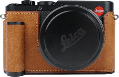 uchandmade】 كاميرا جلدية أصلية مصنوعة يدويًا نصف علبة لليكا D-Lux 8 Case/Leica D-Lux 8 Case Case/Leica D-Lux8-طبقة أعلى من طبقات البقر جسم + لوحة قاعدة معدنية + تصميم يدوي (Y-Brown) in Kuwait
