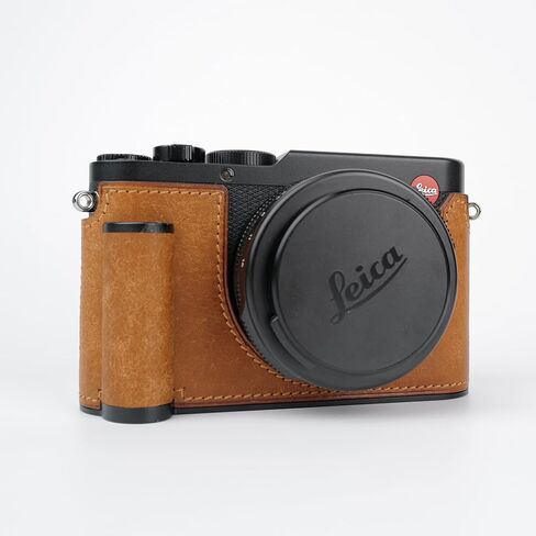 uchandmade】 كاميرا جلدية أصلية مصنوعة يدويًا نصف علبة لليكا D-Lux 8 Case/Leica D-Lux 8 Case Case/Leica D-Lux8-طبقة أعلى من طبقات البقر جسم + لوحة قاعدة معدنية + تصميم يدوي (Y-Brown) in Kuwait