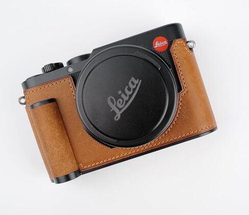 uchandmade】 كاميرا جلدية أصلية مصنوعة يدويًا نصف علبة لليكا D-Lux 8 Case/Leica D-Lux 8 Case Case/Leica D-Lux8-طبقة أعلى من طبقات البقر جسم + لوحة قاعدة معدنية + تصميم يدوي (Y-Brown) in Kuwait