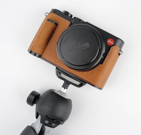 uchandmade】 كاميرا جلدية أصلية مصنوعة يدويًا نصف علبة لليكا D-Lux 8 Case/Leica D-Lux 8 Case Case/Leica D-Lux8-طبقة أعلى من طبقات البقر جسم + لوحة قاعدة معدنية + تصميم يدوي (Y-Brown) in Kuwait