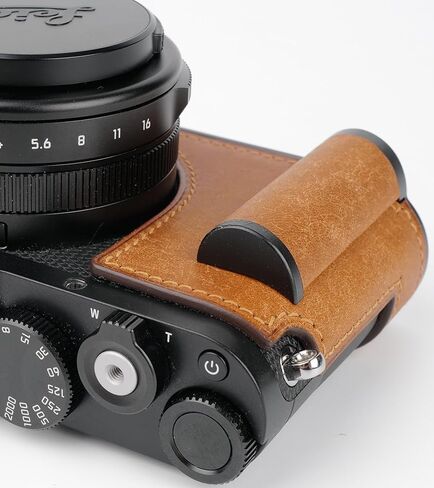 uchandmade】 كاميرا جلدية أصلية مصنوعة يدويًا نصف علبة لليكا D-Lux 8 Case/Leica D-Lux 8 Case Case/Leica D-Lux8-طبقة أعلى من طبقات البقر جسم + لوحة قاعدة معدنية + تصميم يدوي (Y-Brown) in Kuwait