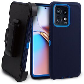 Compatible for Moto Motorola Edge 2023/Edge 40 Case with Clip Belt Holster, Heavy Duty Military Grade Drop Protective Case No Screen Protector (Blue)