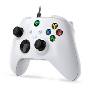 ZFY Wired Controller For PC Windows 7 8 10, Anti-Slip No Delay PC Gamepad Joystick With Dual Vibration Turbo Function Gaming Accessories(White)