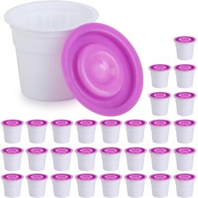 30pcs Disposable fillable k cups Empty Coffee Pods, Eco friendly 100% recyclable Filters Compatible with Keurig 1.0&2.0 brewers, Make your single Serve Pods, Tight to seal in freshness
