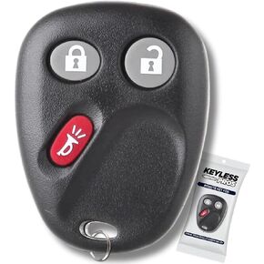 3-Button Keyless Entry Remote Key Fob Replacement, fits Chevy Trailblazer, GMC Envoy, Buick Rainier, Isuzu Ascender, Oldsmobile Bravada, Saab 9-7X, 15008008, MYT3X6898B
