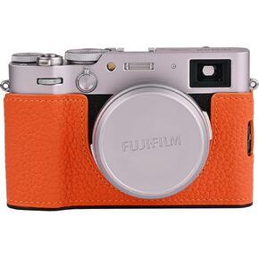 الكاميرا المصنوعة يدويًا للكاميرا المصنوعة يدويًا في حالة الكاميرا Fujifilm x100vi/fujifilm x100vi camera/fujifilm x100vi case - top layer cowhide body + لوحة قاعدة معدنية (أسود) in Kuwait