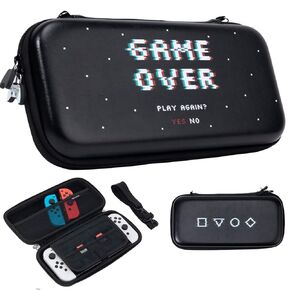 لعبة Belugadesign على القضية الحمل | Retro Arcade Space Cool Kids Boys Travel Travel Storage Storage Contour Strap | متوافق مع Nintendo Switch Standard Lite OLED (أسود)