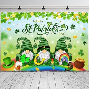 St. Patrick's Day Green Clover Background Decoration - St. Patrick's Day Theme Dwarf Banner Irish Lucky Day Party Background Supplies for Photography Background Banner Photos Booth Props - 5×3ft