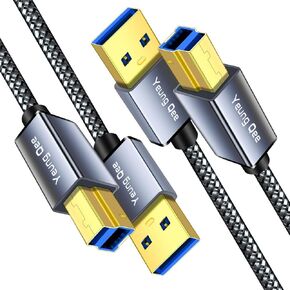 USB 3.0 A to USB B Cable 6 ft,Nylon Braided USB 3.0 Cable Type A Male to B Male Printer Cable Compatible with Docking Station, External Hard Drivers, Scanner and More (6ft)