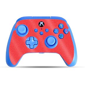 Glossy Glitter Gaming Skin Compatible with PowerA Xbox Series X|S Enhanced Wired Controller - Solid Red - Premium 3M Vinyl Protective Wrap Decal Cover | Crafted in The USA by MightySkins
