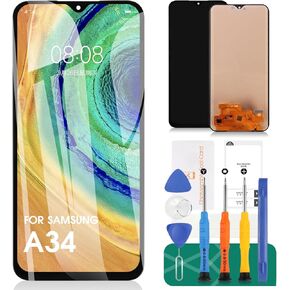 TFT for Samsung A34 Screen Replacement for Samsung Galaxy A34 5g LCD Digitizer Repair Kits for Samsung SM-A346E Touch Screen Display Assembly Replacement Black (without Fingerprint)
