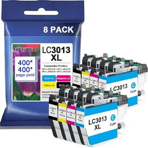 LC3013 Ink Cartridges BK/C/M/Y 8-Pack High Yield Compatible for Brother Ink Cartridges LC3013 LC3013 XL LC3013XL LC3011 Combo Pack Work for Brother MFC-J497DW MFC-J491DW MFC-J895DW MFC-J690DW Printer