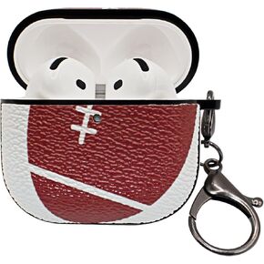 for Airpods 4 Case Cover,Football Shockproof Case Cover for Earphone Airpods 4 with Keychain Front LED Visible