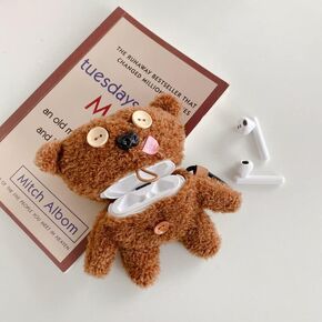 Omorro Compatible with AirPods Pro 2 Plush Case with Keychain, Cute Cartoon Plush Furry Bear Kawaii Airpod Pro Case Cover Cartoon Headphones Protective Case for Women and Girls