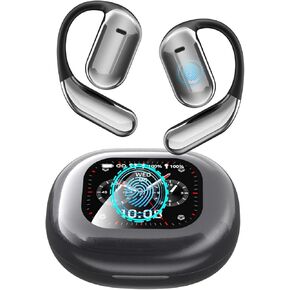 𝐔𝐩𝐠𝐫𝐚𝐝𝐞 Ai Translation Earbuds Real Time,144 Language Translator Over The Ear Earbuds | Intelligent Touch Screen Open Bluetooth Earphones | True Wireless Open Ear Earbuds Bluetooth 5.4 (Black)