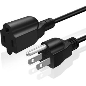 TNP Universal Power Extension Cord Cable Strip (12FT) - NEMA 5-15R to NEMA 5-15P Wire Connector Socket Plug Jack Outlet Power Strip Liberator Space Port Saver Extender - Black