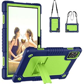 for KADYBE D115 Tablet Case,for MEIZE D115 10.1 inch Case,Shockproof Kids Case with Shoulder Strap for DOMATON D105/kimlok Android 13 14/MEIZE D115/KADYBE D115/Qukenk 10.1 inch (Navy/Green)