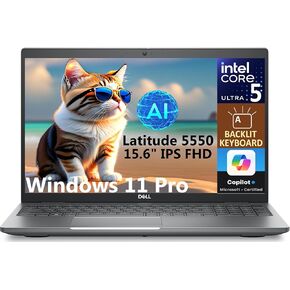 Dell Latitude 5550 15.6" Business AI Laptop IPS FHD Display (Intel Ultra 5-125U (Beats i7-1355U), 32GB DDR5, 1TB SSD, Intel Graphics, Backlit KYB, 2 Thunderbolt 4, WiFi 6E, Bluetooth 5.3, Win11Pro)
