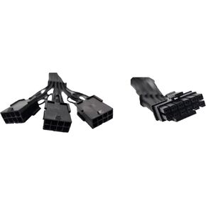 Premium Sleeved 12VHPWR PCI-e 5.0 16Pin (12+4) to Triple 8-Pin GPU Power Extension Cable (F04-303BK)