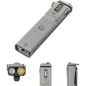 RovyVon Angel Eyes E80 Marble Flat Flashlight Combines with Green Beam, UV Light and White Light, 1800 Lumens Rechargeable EDC Flashlight, 3000 mAh Battery, Compact Pocket Flashlight