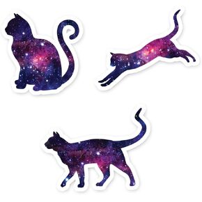 Cat Stickers Galaxy Collection - Cat Laptop Stickers - 3 Pack - Vinyl Decal - Laptop, Phone, Tablet Vinyl Decal Sticker