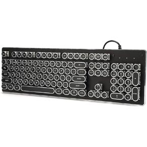 070 Computer Gaming Keyboard Retro Wired Gaming Mechanical Keyboard Key Portable Keyboard Click with 104 Keys Mixed Light Ergonomic Design Gaming Keyboard(Black)