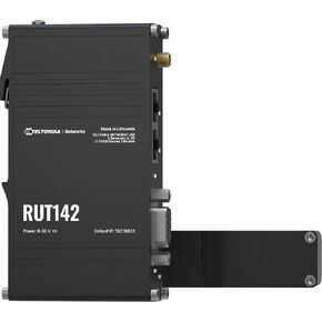 Teltonika RUT142000000 Model RUT142 Industrial Router; RS232 for Serial Communication; Integrated DIN Rail Bracket; 3-pin Power Connector; 2X 10/100 Mbps Ethernet Ports; Wi-Fi 4; Aluminum Housing