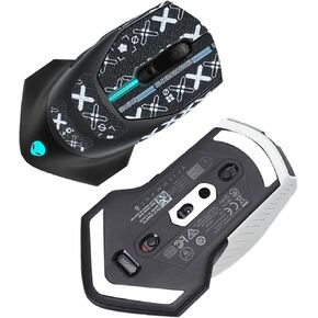 Mouse Grip Tape Full Coverage for Alienware AW610M, Rounded Curved Edges Mouse Feet Skates,Self-Adhesive PreCut Sweat-Resistant Professional Mice Upgrade Kit(Foot pad + Black Mouse Grip Tape)