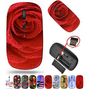 maizi Wireless Mouse for Laptop Mac Computer Personal Laptop, Wireless Mice for Laptop Image ID: 19515210 red Rose with Water d 2.4G Portable with USB Receiver Made in The USA