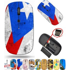 maizi Cordless Mouse for PC MacBook Notebook Computer, Cordless Mice Image ID: 31045928 Puerto Rico Flag with 2.4G Portable with USB Receiver Manufacturered in USA