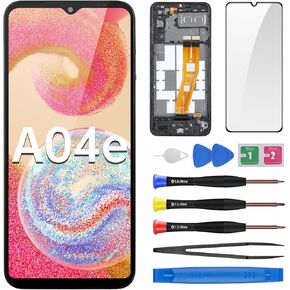 for Samsung Galaxy A04e Screen Replacement with Frame LCD Display Touch Digitizer Full Assembly Fix Glass with Repair Tools Kit SM-A042F (A042f A042a A042w A042u)